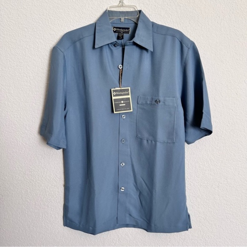 Weekender Blue Button Down Short Sleeve Shirt New Small